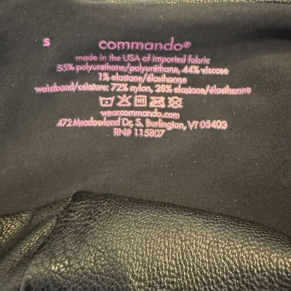 Commando Leggings Womens Small Black Faux Leather Perfect Control Made USA SLG06 - Picture 3 of 6